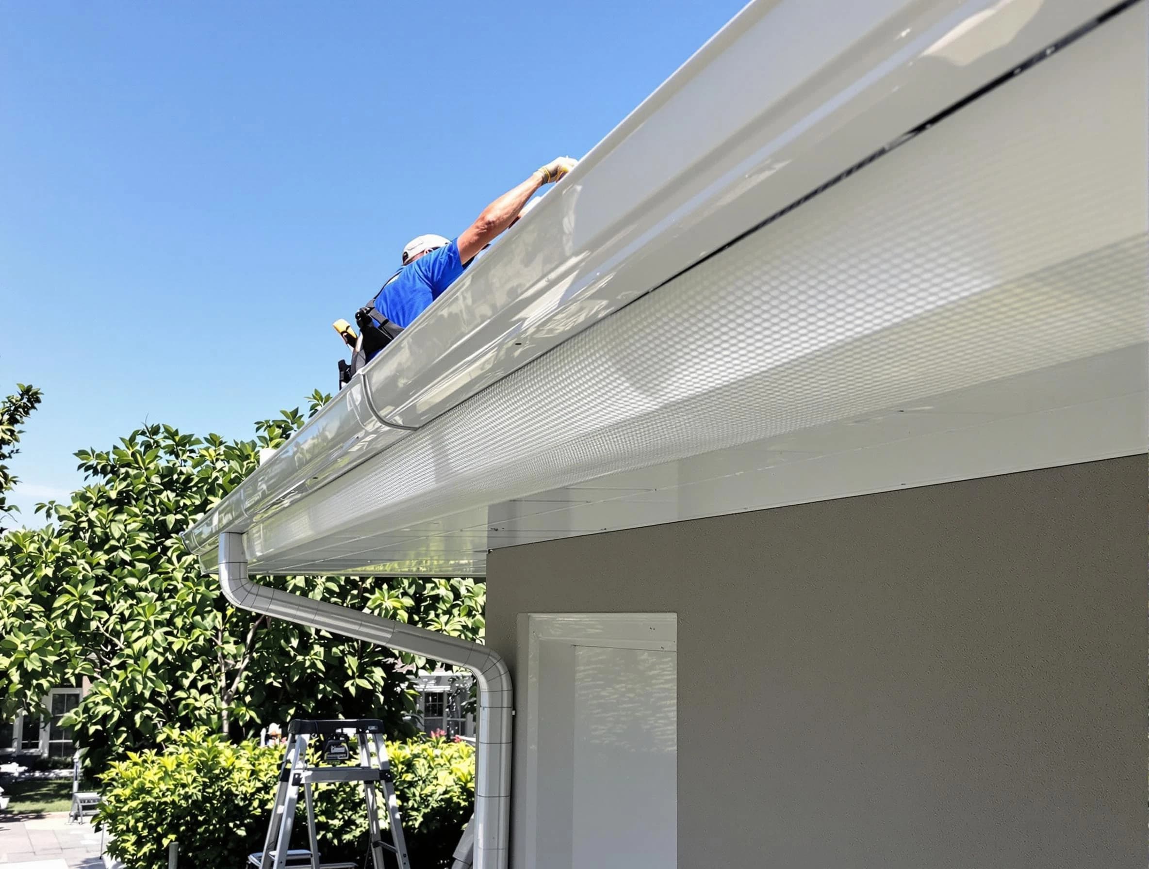 Debris-free gutter guard system by Parma Roofing Company in Parma, OH