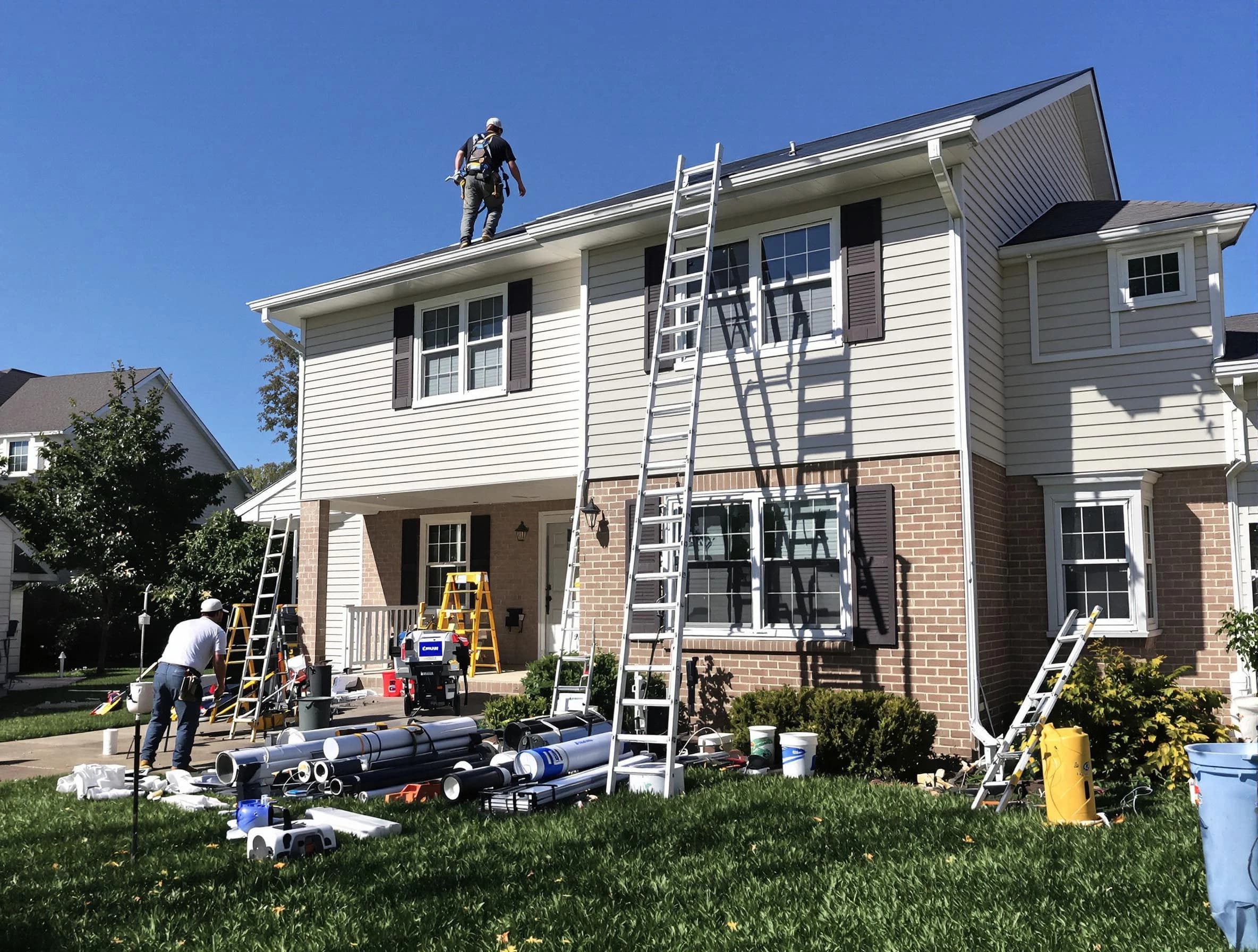 Parma Roofing Company completing a gutter replacement in Parma, OH